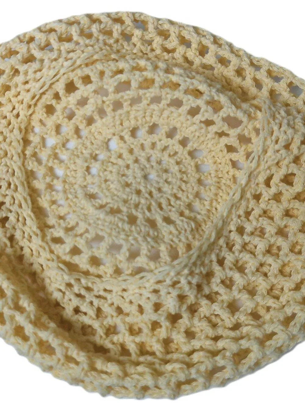 1970s - 1980s Vintage Cream Crochet Lace Beret Handmade Cotton Summer Hat - Picture 6 of 7